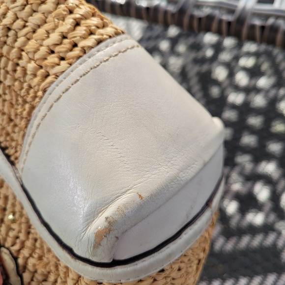 Coach Hamptons Straw/Leather Floral Studded Limited Edition Medium Tote